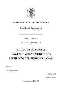 Facoltà di Ingegneria STUDIO E SVILUPPO DI UN`APPLICAZIONE