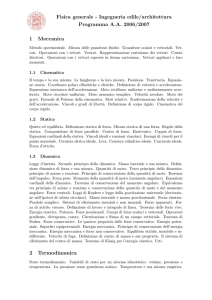 Fisica generale - Ingegneria edile/architettura Programma A.A. 2006