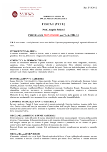 fisica i (9 cfu) - Dipartimento SBAI