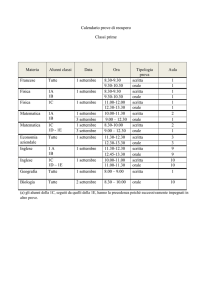 Calendario prove di recupero Classi prime Materia Alunni classi