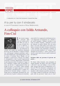 A colloquio con Isilda Armando, Fim-Cisl