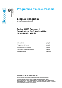 Programma d`aula e d`esame Lingua Spagnola