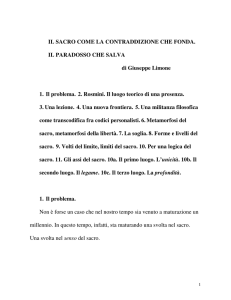 Giuseppe Limone, Il sacro come la contraddizione che fonda. Il