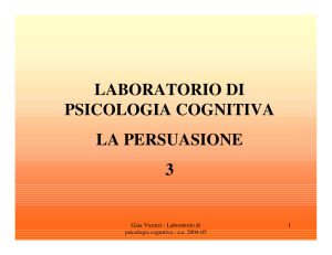 LABORATORIO DI PSICOLOGIA COGNITIVA LA PERSUASIONE 3