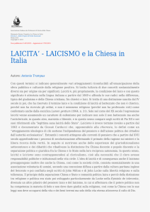 LAICITA` - LAICISMO e la Chiesa in Italia