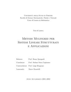 Metodi Multigrid per Sistemi Lineari Strutturati e Applicazioni