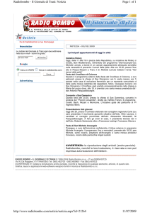 Page 1 of 1 Radiobombo - Il Giornale di Trani: Notizia 11/07/2009