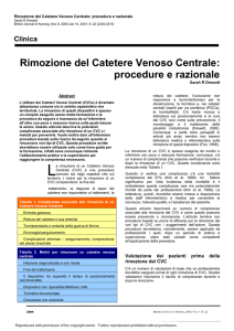 Rimozione del Catetere Venoso Centrale: procedure e razionale
