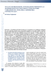 S. PAGLIANTINI, Nullità di protezione, integrazione dispositiva e