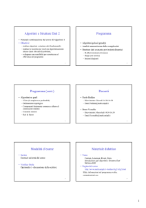 Algoritmi e Strutture Dati 2 Programma Programma