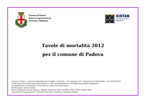 Tavole di mortalità 2012 per il comune di Padova