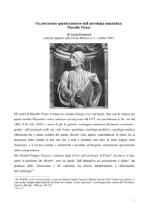 Un precursore quattrocentesco dell`astrologia umanistica: Marsilio