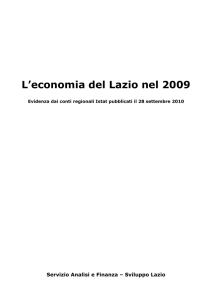 L`economia del Lazio nel 2009 – Evidenze dai conti regionali Istat