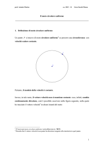 La cinematica del moto circolare uniforme