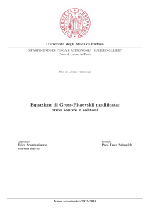 Equazione di Gross-Pitaevskii modificata: onde sonore e solitoni