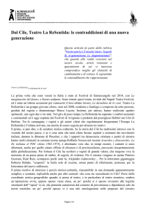 Dal Cile, Teatro La ReSentida: le contraddizioni di una nuova