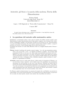 Aristotele, gli Stoici e la nascita della moderna Teoria della