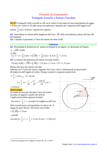 Elementi di Goniometria Triangolo Isoscele e Settore Circolare ( ) ) ( )2