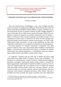 [3-8 maggio 2010] L`ESEGESI CONTESTUALE E GLI ORIGINI DEL