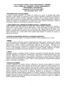 PROGRAMMA di MATEMATICA - Liceo Scientifico Guido Castelnuovo