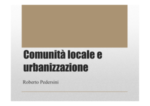 Comunità locale e urbanizzazione - Dipartimento di Scienze sociali