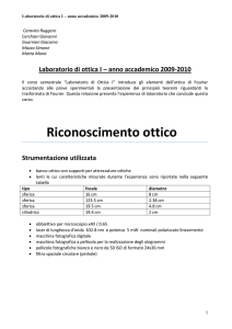 Laboratorio di ottica I – anno accademico 2009-2010