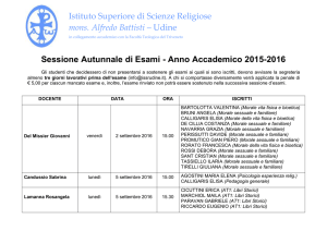 calendario esami - Istituto Superiore di Scienze Religiose di Udine
