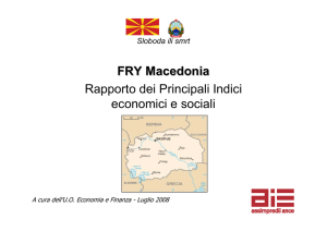 FRY Macedonia Rapporto dei Principali Indici economici e sociali