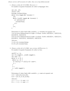 Alcuni esercizi sull`esecuzione di codice Java con array