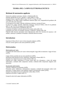 TEORIA DEL CAMPO ELETTROMAGNETICO Richiami di