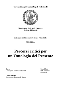 Percorsi critici per un`Ontologia del Presente