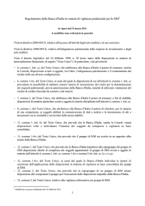 Regolamento della Banca d`Italia in materia di vigilanza prudenziale