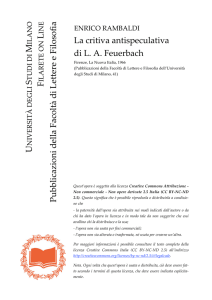 La critica antispeculativa di L. A. Feuerbach