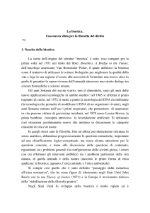 La bioetica. Una nuova sfida per la filosofia del diritto ™ 1. Nascita