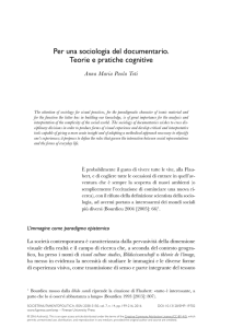 Per una sociologia del documentario. Teorie e pratiche cognitive