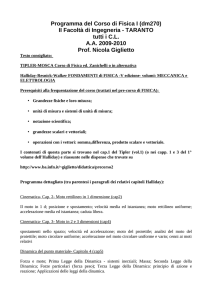 Programma del Corso di Fisica I