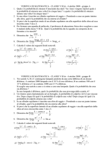 VERIFICA DI MATEMATICA - CLASSE V B lst