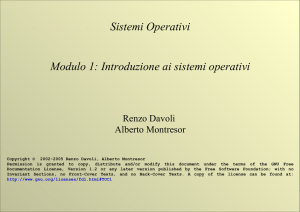 Sistemi Operativi Modulo 1: Introduzione ai sistemi operativi