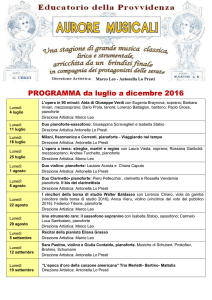 Programma AURORE MUSICALI 2016