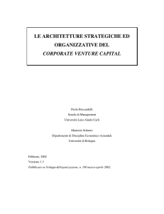 le architetture strategiche ed organizzative del corporate venture