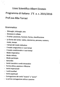 liceo Scientifico Albert Einstein Programma di Italiano l°E a. s. 2015