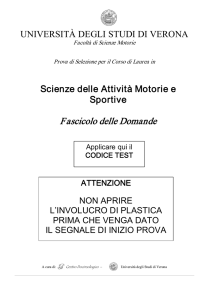 Fascicolo delle Domande - Università degli Studi di Verona
