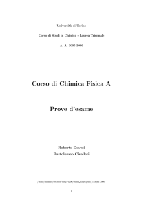 Corso di Chimica Fisica A Prove d`esame