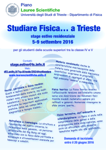 Studiare Fisica… a Trieste - Dipartimento di Fisica e Astronomia and