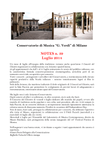 NOTES DEL MESE DI LUGLIO - Conservatorio di Milano