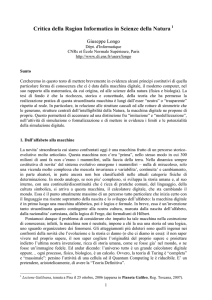 Critica della Ragion Informatica in Scienze della Natura 1