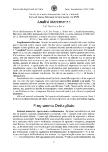 Analisi Matematica Programma Dettagliato