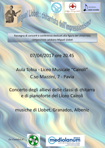 07/04/2017 ore 20.45 Aula Tobia - Liceo Musicale “Cairoli” C.so