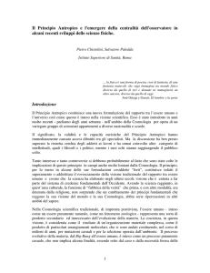 Il Principio Antropico e l`emergere della centralità dell`osservatore in