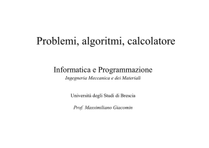 Problemi, algoritmi, calcolatore